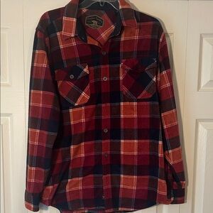 Freedom Foundry Men's Red & Orange Plaid Button-Down Shirt Sz M Casual Flannel